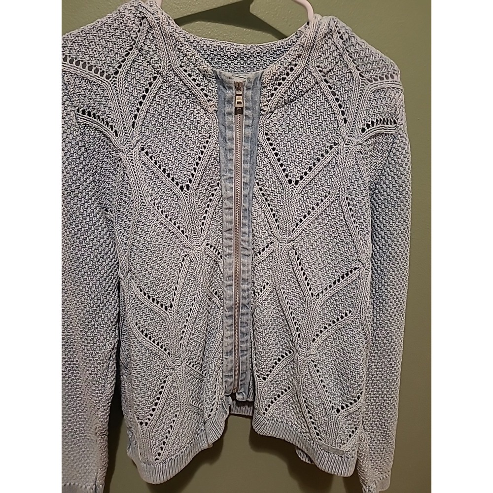 Vintage Blue Willi's Denmark Cable Knit Jacket Sweater DenimFull Zip - Picture 2 of 8